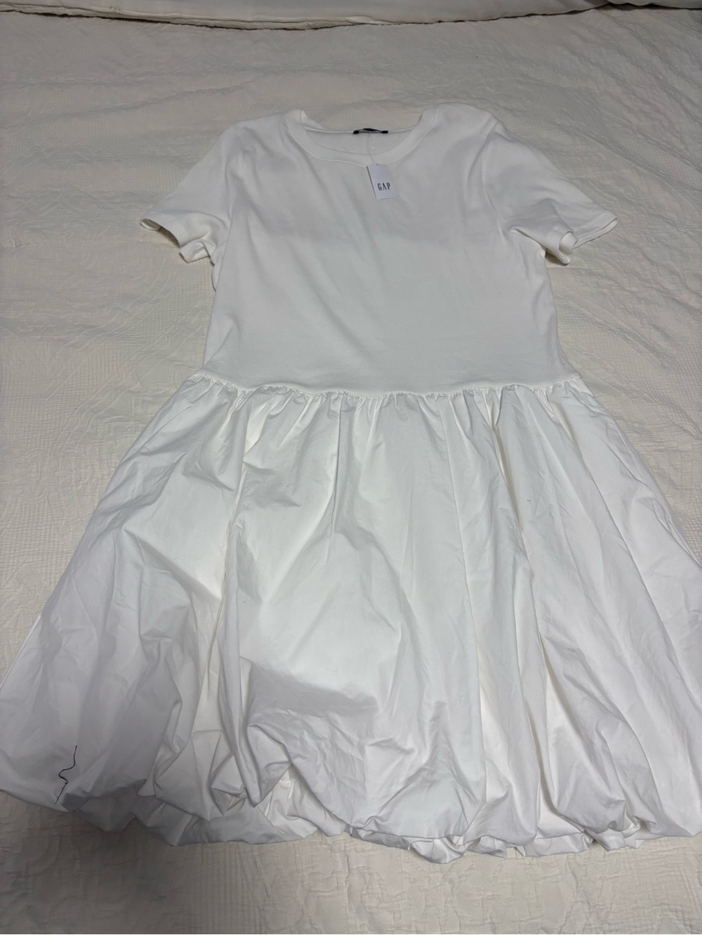GAP White Short Sleeve Bubble Dress